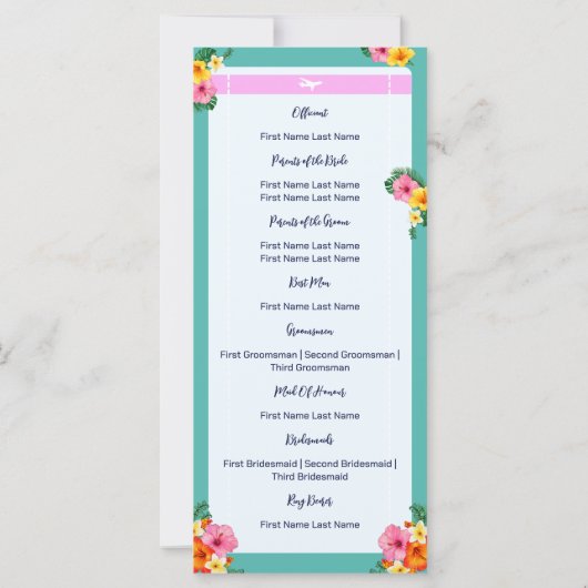 Boarding Pass Bestemming Bruiloft Menu (Achterkant)