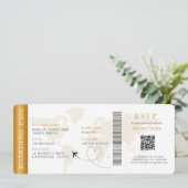 Boarding Pass Bestemming bruiloft QR code Rsvp Kaart (Staand voorkant)