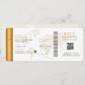 Boarding Pass Bestemming bruiloft QR code Rsvp Kaart (Voorkant / Achterkant)