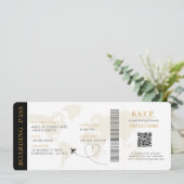 Boarding Pass Bestemming bruiloft QR code Rsvp Kaart (Staand voorkant)