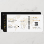 Boarding Pass Bestemming bruiloft QR code Rsvp Kaart (Voorkant / Achterkant)