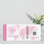 Boarding Pass Bestemming bruiloft QR code Rsvp Kaart (Staand voorkant)