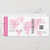Boarding Pass Bestemming bruiloft QR code Rsvp Kaart (Voorkant)