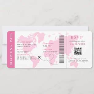 Boarding Pass Bestemming bruiloft QR code Rsvp Kaart