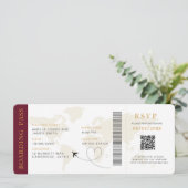 Boarding Pass Bestemming bruiloft QR code Rsvp Kaart (Staand voorkant)