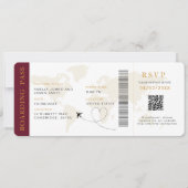 Boarding Pass Bestemming bruiloft QR code Rsvp Kaart (Voorkant)