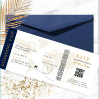 Boarding Pass Bestemming bruiloft QR code Rsvp