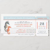 Boarding Pass Bewaar de datum tickets met zeepaard Save The Date (Voorkant / Achterkant)