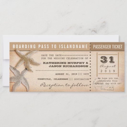 Boarding Pass Bewaar de datum  tickets Save The Date (Voorkant)