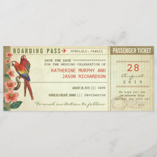 Boarding Pass Bewaar de datum tickets Save The Date