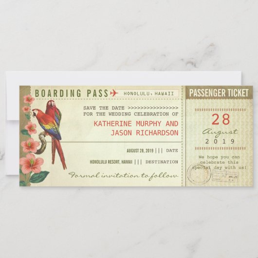 Boarding Pass Bewaar de datum tickets Save The Date (Voorkant)