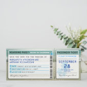 Boarding Pass Bewaar de datumtickets met zee Waves Save The Date (Staand voorkant)