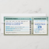 Boarding Pass Bewaar de datumtickets met zee Waves Save The Date (Voorkant)