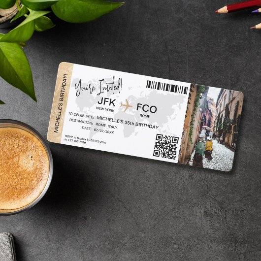 Boarding Pass Birthday Trip Plane Ticket Kaart