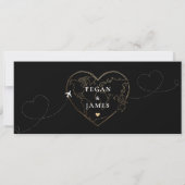Boarding Pass Black Gold Wedding Save The Date Kaart (Achterkant)