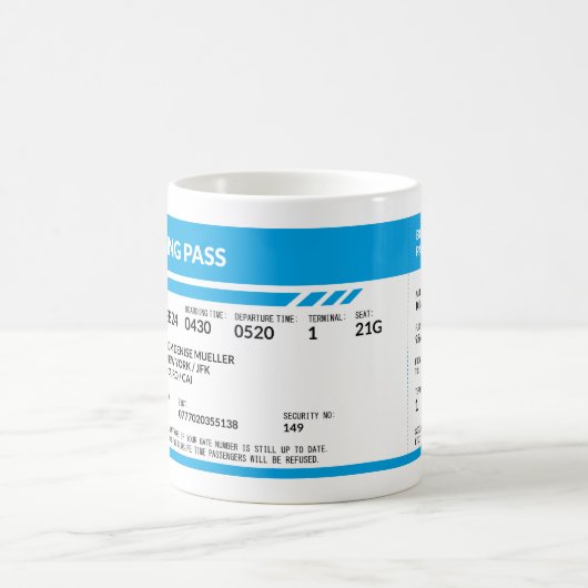 Boarding Pass (blauw) DOS Koffiemok (Center)