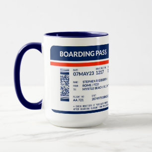 Boarding Pass (blauw en rood) SRG Mok