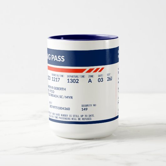 Boarding Pass (blauw en rood) SRG Mok (Midden)