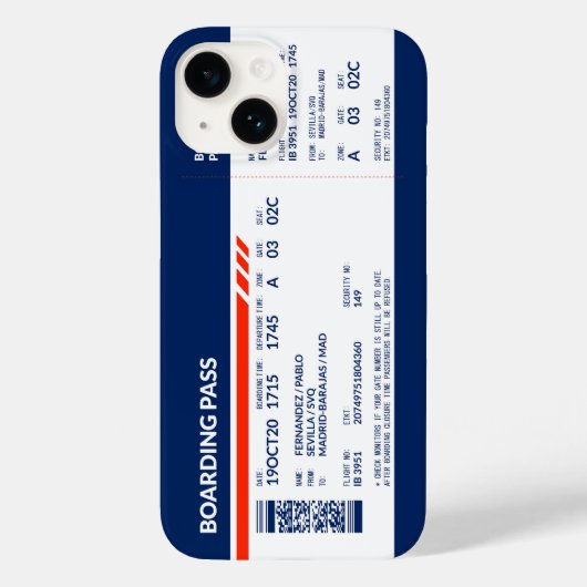 Boarding Pass - Blauw & Rood Case-Mate iPhone Case (Achterkant)