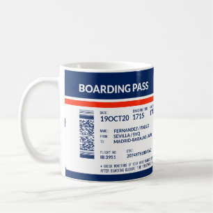 Boarding Pass - Blauw & Rood Koffiemok