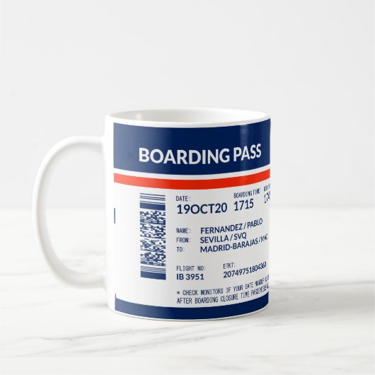 Boarding Pass - Blauw & Rood Koffiemok (Links)