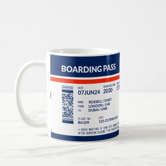 Boarding Pass - Blauw & Rood Koffiemok (Links)