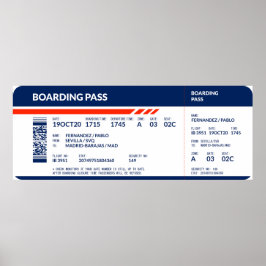 Boarding Pass - Blauw & Rood Poster