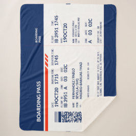 Boarding Pass - Blauw & Rood Sherpa Deken