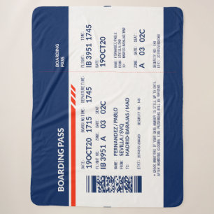 Boarding Pass - Blauw & Rood Sherpa Deken