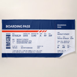Boarding Pass - Blauw & Rood Strandlaken