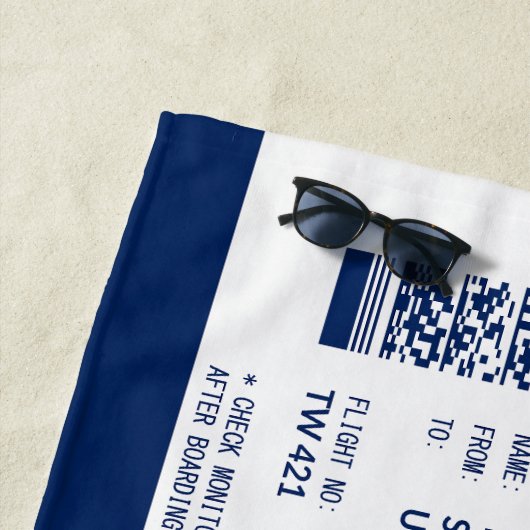 Boarding Pass - Blauw & Rood Strandlaken (In situ)