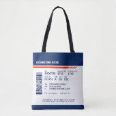 Boarding Pass - Blauw & Rood Tote Bag (Voorkant)