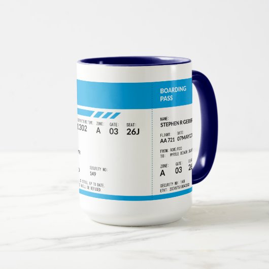 Boarding Pass (blauw) SRG Mok (Voorkant rechts)