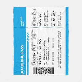 Boarding Pass (blue) Fleece Deken