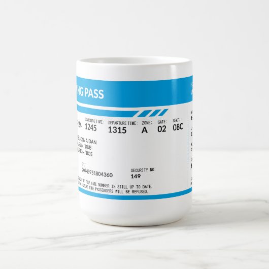 Boarding Pass (blue) Koffiemok (Center)