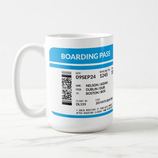Boarding Pass (blue) Koffiemok (Links)