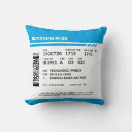 Boarding Pass (blue) Kussen