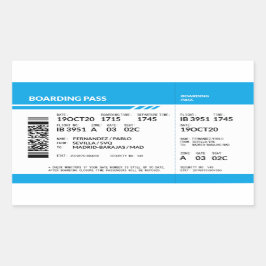 Boarding Pass (blue) Rechthoekige Sticker