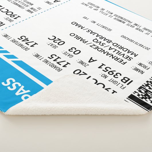 Boarding Pass (blue) Sherpa Deken (3/4)