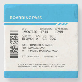 Boarding Pass (blue) Stenen Onderzetter