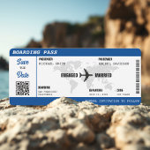 Boarding Pass Blue Wereldkaart Destination Wedding Save The Date