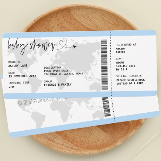 Boarding Pass Boy Travel Baby shower Kaart