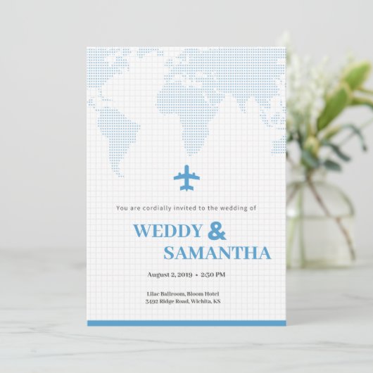 Boarding Pass bruiloft uitnodiging (Staand voorkant)