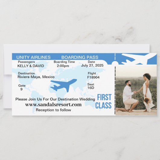 Boarding Pass bruiloft uitnodiging (Voorkant)