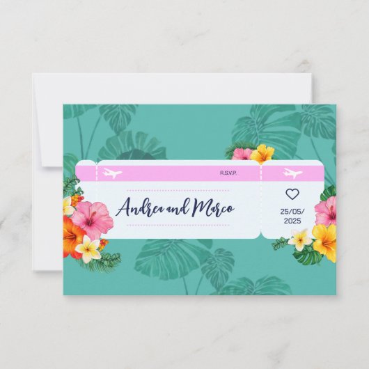 Boarding Pass bruiloft uitnodiging bestemming (Voorkant)