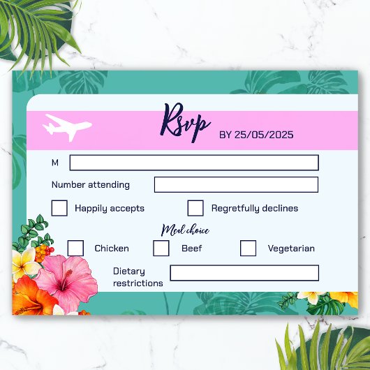 Boarding Pass bruiloft uitnodiging bestemming