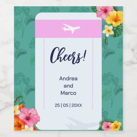 Boarding Pass bruiloft uitnodiging bestemming Wijn Etiket (Enkel label)