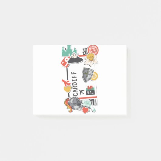 BOARDING PASS CARDIFF WALES POST-IT® NOTES (Voorkant)