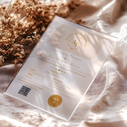 Boarding Pass Cosmic Wedding Destination Acryl Uitnodigingen