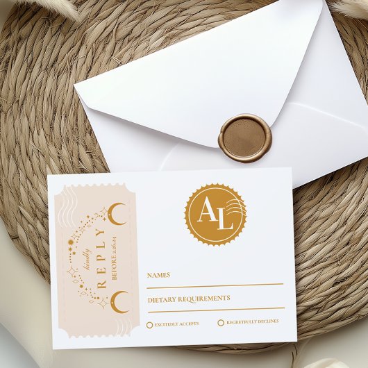 Boarding Pass Cosmic Wedding Destination RSVP Kaartje